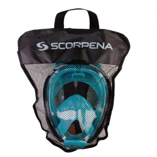 Маска полнолицевая для плавания Scorpena Swim большая, бирюз.